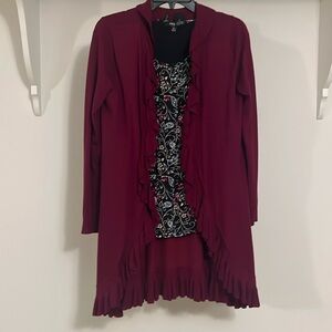 New Directions Ruffled Cardigan & Blouse
